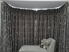 Jacquard Curtains Silver / Grey 4.5M Width X 2.3M Drop