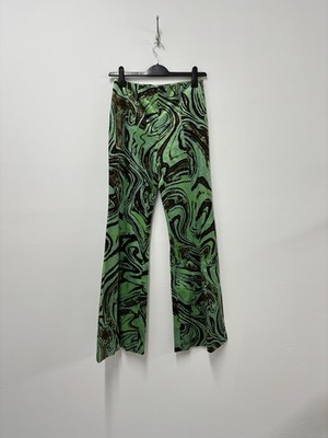 Emilio Pucci Green Schlaghose Damen Hose Swirl Print W28
