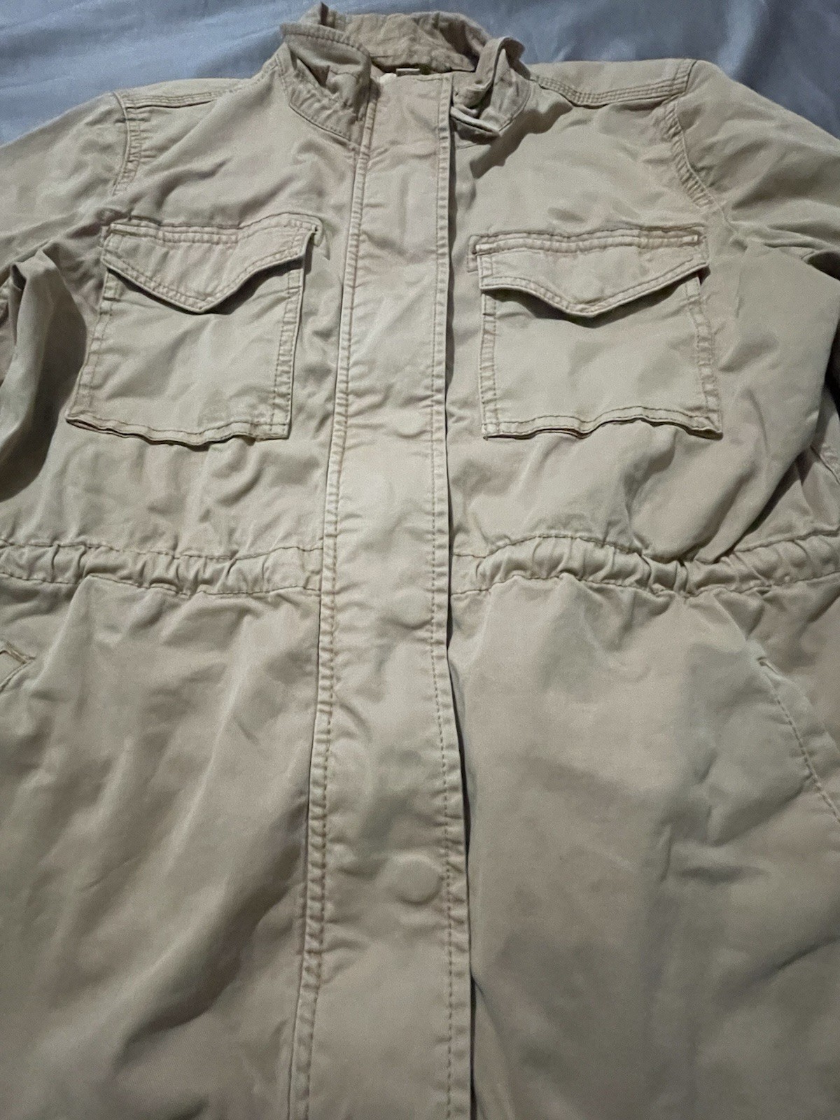 Style & Co Beige Mid-Length Basic Utility Jacket … - image 2