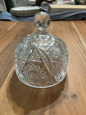 Antique American Brilliant Cut Crystal Glass Dome Lid for Butter / Cheese Dish