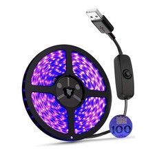 UV Light Strip USB UV Black Light Strip DC5V 390nm-400nm 6.56FT/2M SMD 3528 1...