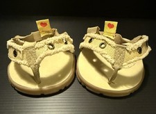 Build-A-Bear Workshop BABW Tan Summer Frayed Canvas Flip Flops Sandals