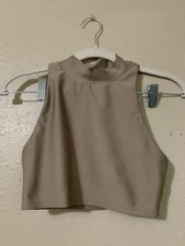 Alo Yoga Women Size XS Tan Airlift Fuse High Neck Bra