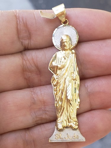 Big 14k Yellow white Gold Saint Jude 