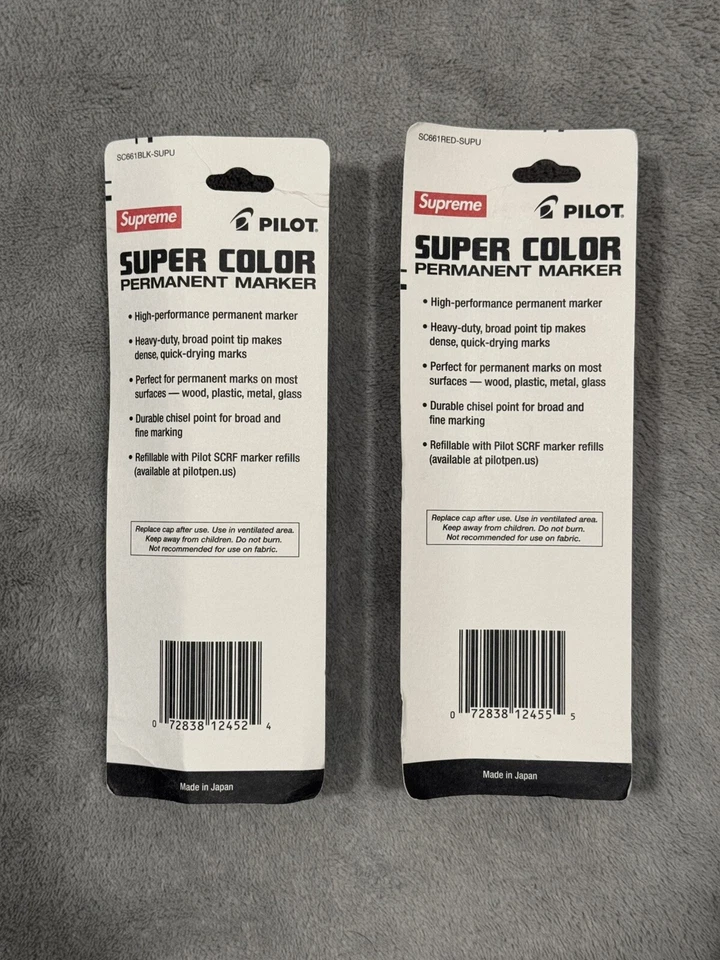 NUEVO MARCADOR PERMANENTE PILOTO SUPREME FW18 ROJO NEGRO SUPER COLOR caja logo cdg comme Foto 2 de 4