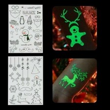 2x Christmas Luminous Temporary Tattoo Sticker Waterproof Xmas Party Decor Funny