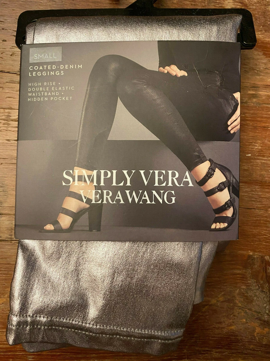 SIMPLY VERA WANG Women's Size 4-6 Small High-Rise SILVER LEGGING Hidden  Pocket