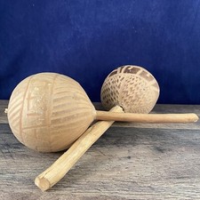 Coconut Maracas Haiti Souvenir Hand Carved Music Makers