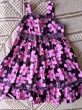 SALE @ Nearly New BLUEBERI BOULEVARD Pink Floral on Chocolate Girls Dress Sz 5