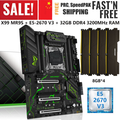 LGA 2011-v3 X99 Motherboard Intel Xeon E5 2670 V3 CPU 32GB DDR4 3200MHz RAM Kit