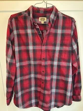 The Foundry Supply Co Men’s LS Plaid Flannel Shirt Button Up Size LT Red & Gray