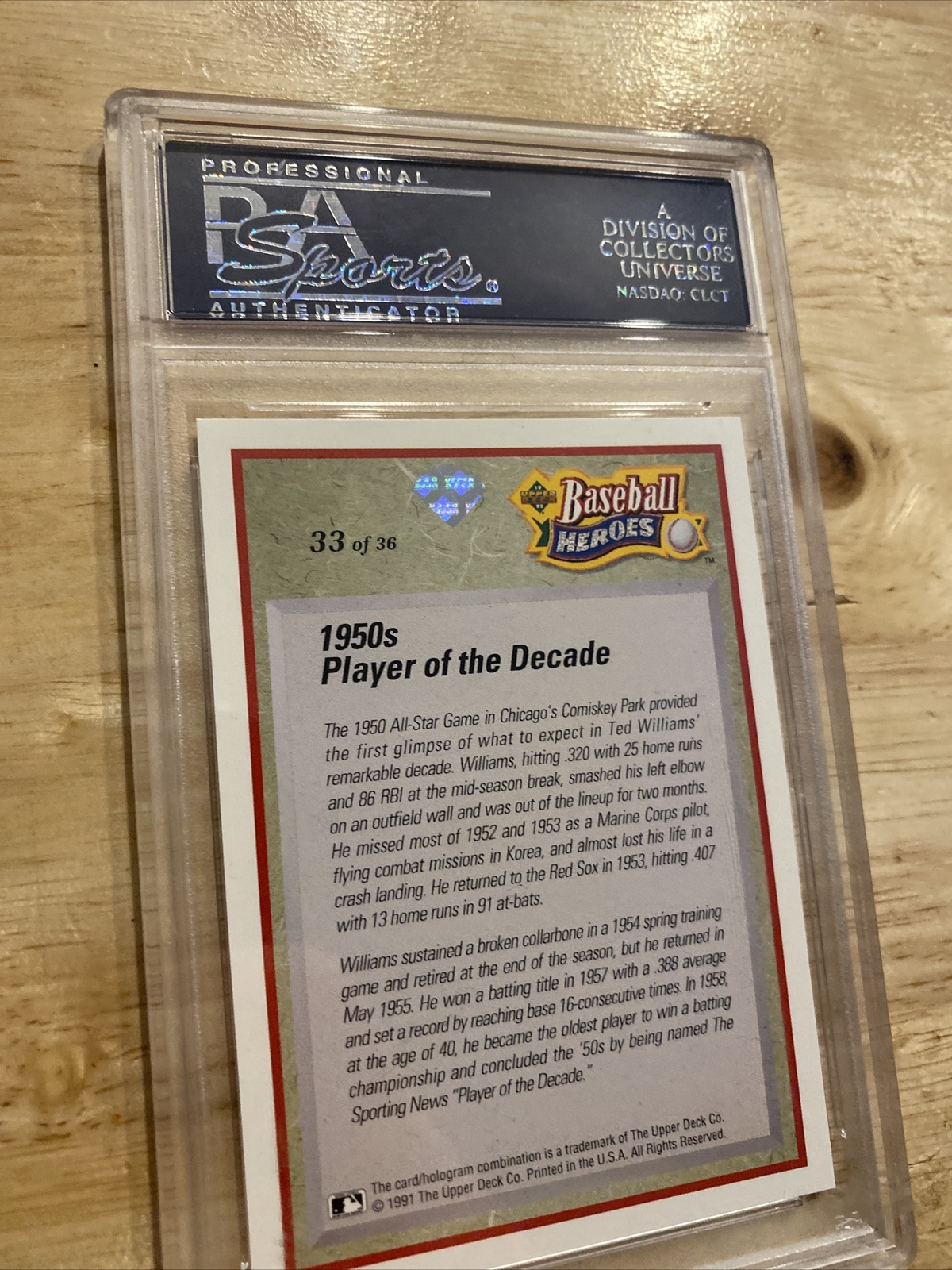 Ted Williams PSA 8 Vintage Baseball Card 1992 Upper Deck Boston Red Sox MLB HOF view 10