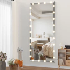 72"X32"Full Length Mirror Vanity Full Body Makeup Wall Mirror LED Touch Control