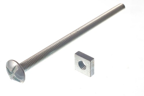 Lot De Boulons De Transport M6 Avec écrous Et Rondelles - Tête Carrée, Collerette - Plaqué Zinc - DIN 603