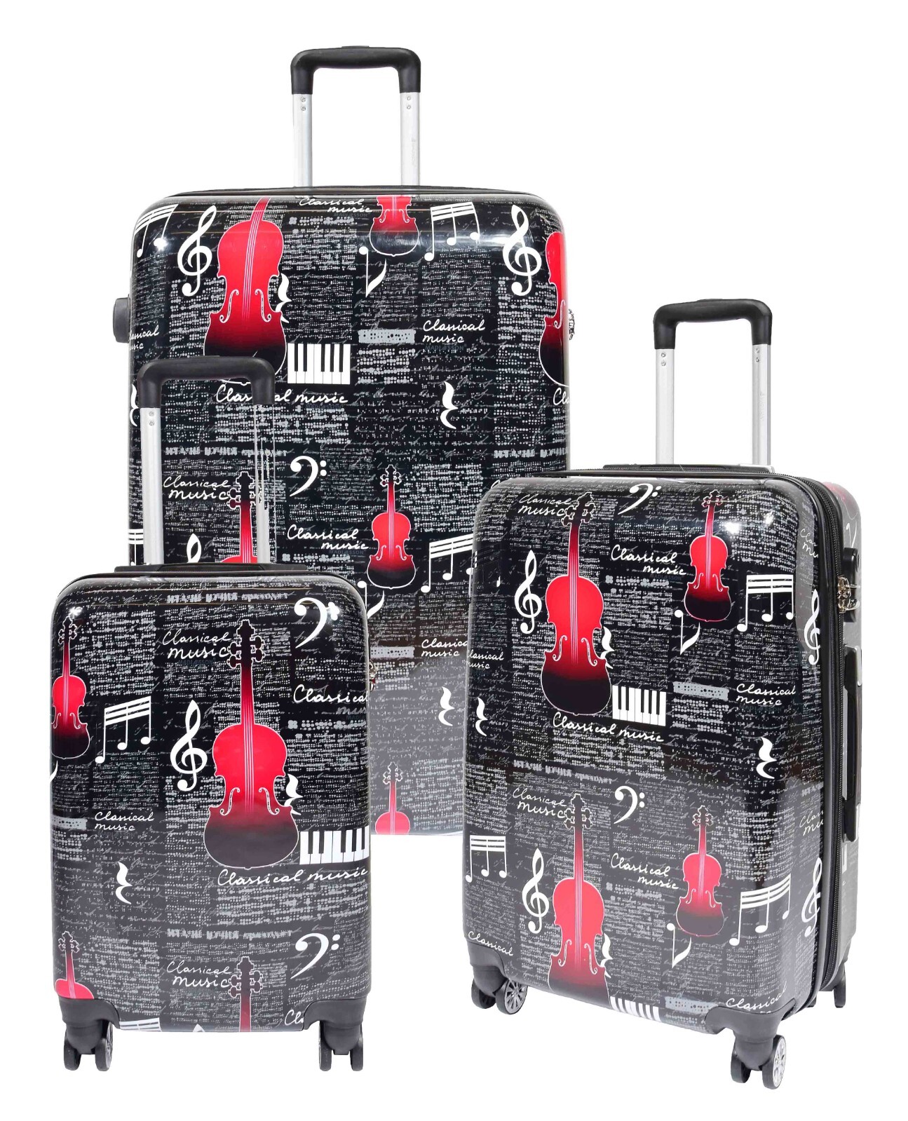 Equipaje de 4 ruedas duro PC expandible ligero impresión de música maletas bolsas de viaje