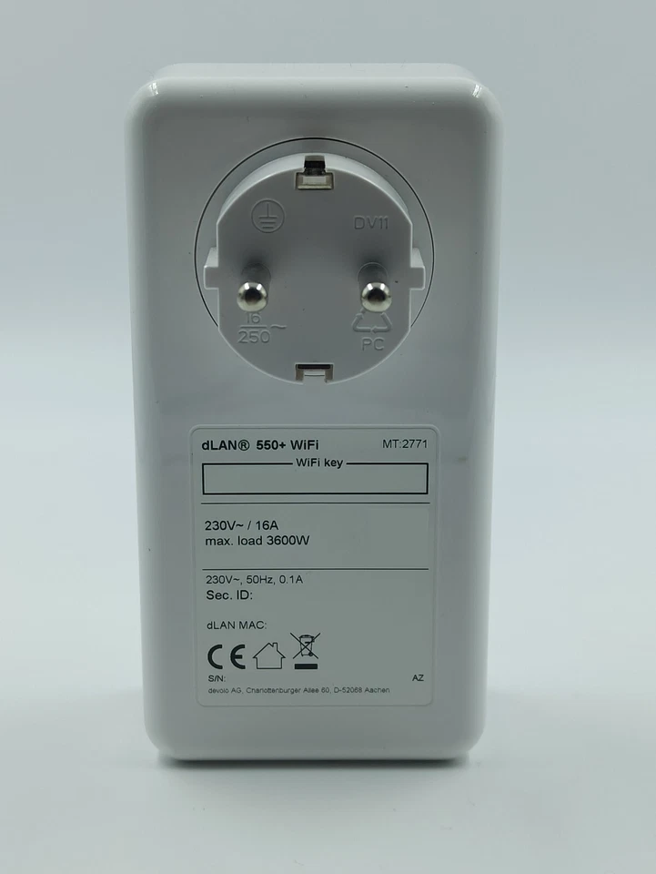 devolo dLAN 550+ WiFi Wlan Powerline Steckdosen Adapter 500 Mbps 1 LAN-Port - Bild 2 von 4