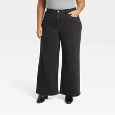    AVA  VIV SIZE 24 BLACK WIDE LEG HIGH-RISE STRETCH JEANS