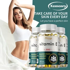 Vitamin E Capsules 1000IU - Anti-Aging, Antioxidant, Skin Care Immune Support