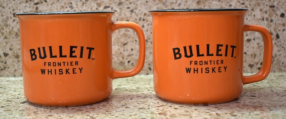 Bulleit Frontier Whiskey Orange Coffee Mugs – 16 Oz, Set Of 2, Free Shipping Included