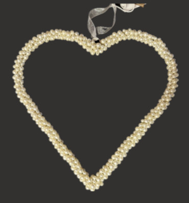 Beaded White Pearl Heart Shaped Hanging Home Decor From India