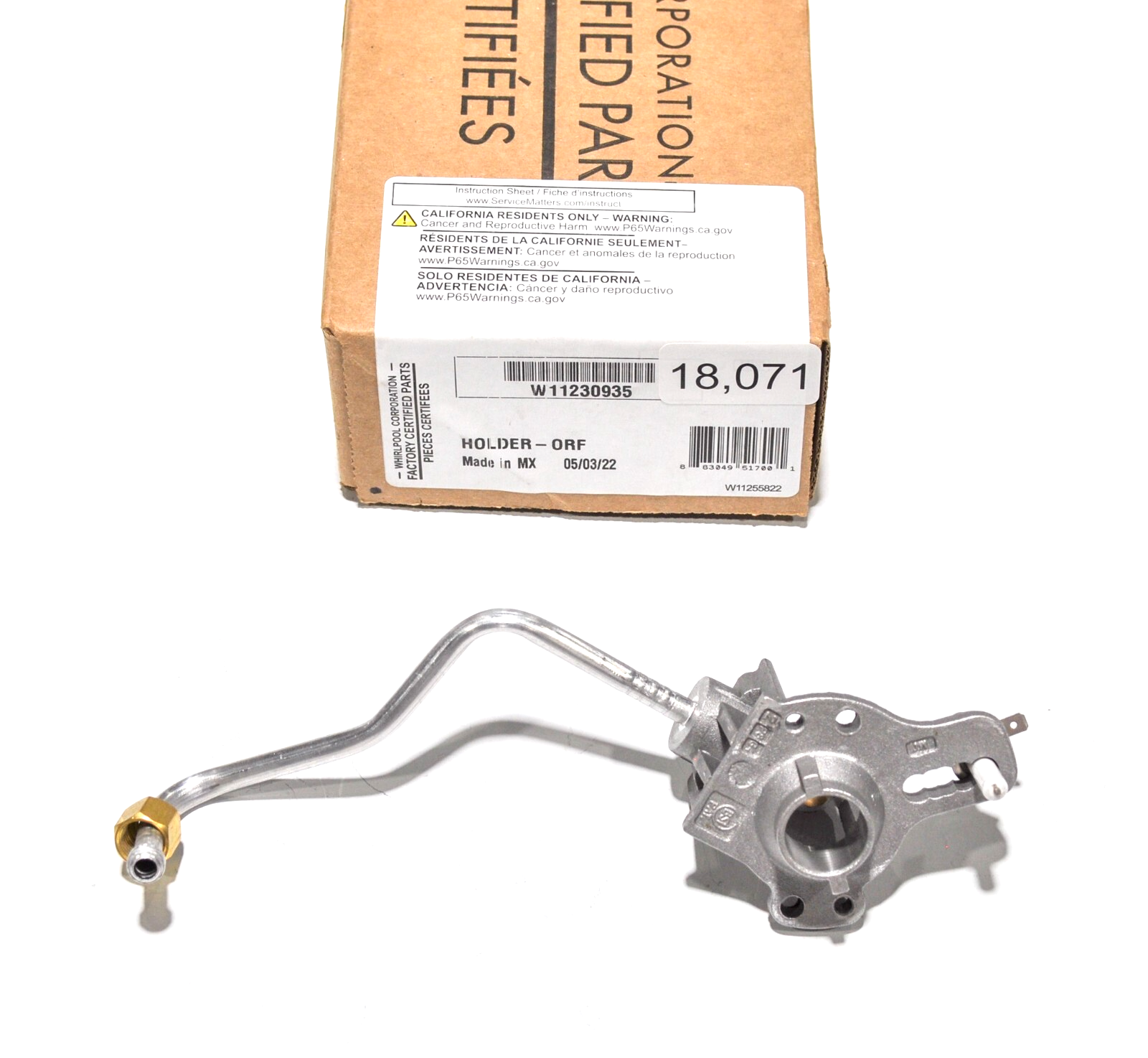 Whirlpool W11230935 Stove Burner Orifice Holder Replacement Part-image