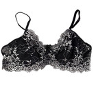 Lace Bra Black Floral Unlined Bralette Sexy Lingerie See Through Large