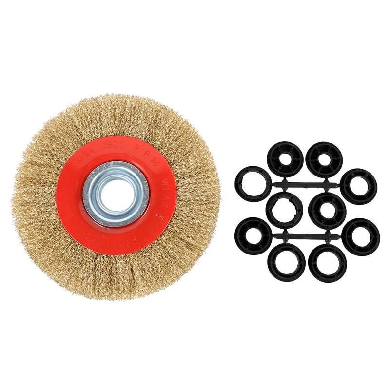 1Pcs 8 Inch 200mm Steel Flat Wire Wheel Brush with 10pcs Adaptor
