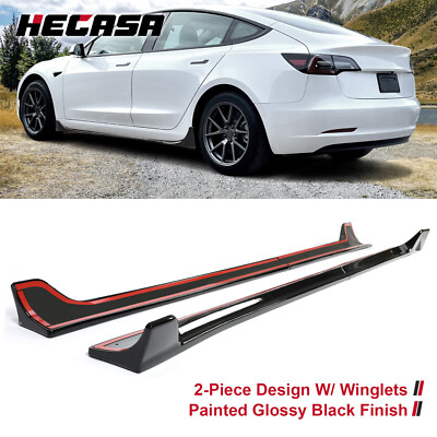 #ad Side Skirts Extension Rocker Panel For 2017 2023 Tesla Model 3 Glossy Black $107.99