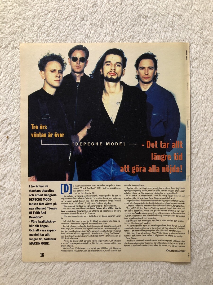 DEPECHE MODE 1993 GAHAN GORE Clipping Poster Swedish Music