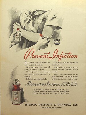 Mercurochrome H. W. & D. Baltimore MD Girl Scout First Aid Vintage Print Ad 1941