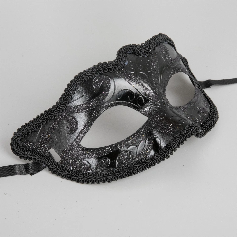 Masquerade Mask Ball Masks Stag Party Fancy Dress Venetian Black Cat Eye Face - Image 2 of 4