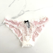 Victoria's Secret Dream Angels Lace-Trim Cheekini Panty Pink Iconic Stripe