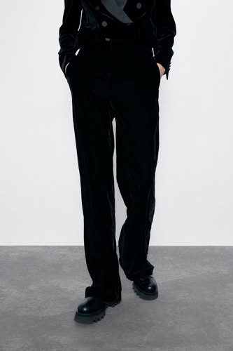 Zara nuovo FW19 Dritto Fit Pantaloni in Velluto Nero Tutte le Taglie RIF.  2731/286 | eBay