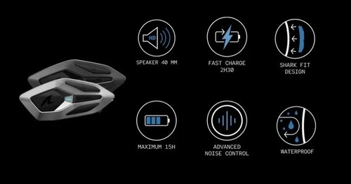 Shark Sena MWS Mesh Bluetooth Kommunikationssystem (grau) Größe: Single - Bild 5 von 6