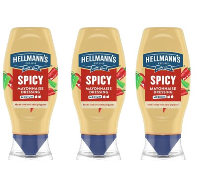 3-Pack Hellmann's Spicy Mayonnaise Dressing  Creamy - Squeeze Bottles Sz 11.5 oz