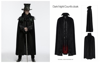 Punk Rave Gothic Punk Bat Collar Dark Night Count's Long Cloak Cos Vampire