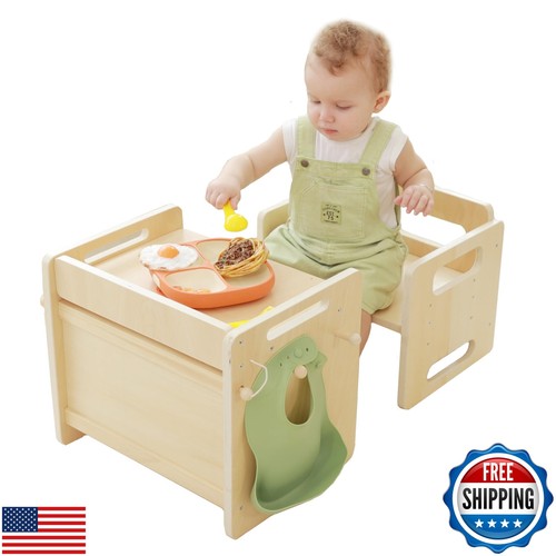 bpmfkid Montessori Weaning Table and Chair Set - Adjustable Design for Toddle