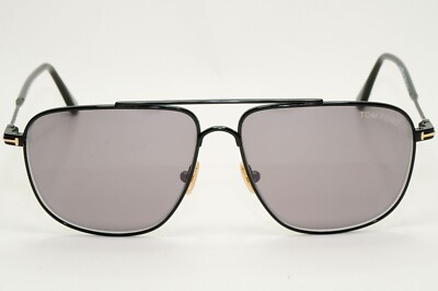 Tom Ford Sunglasses Len Black Grey Mirror Pilot Navigator FT0815