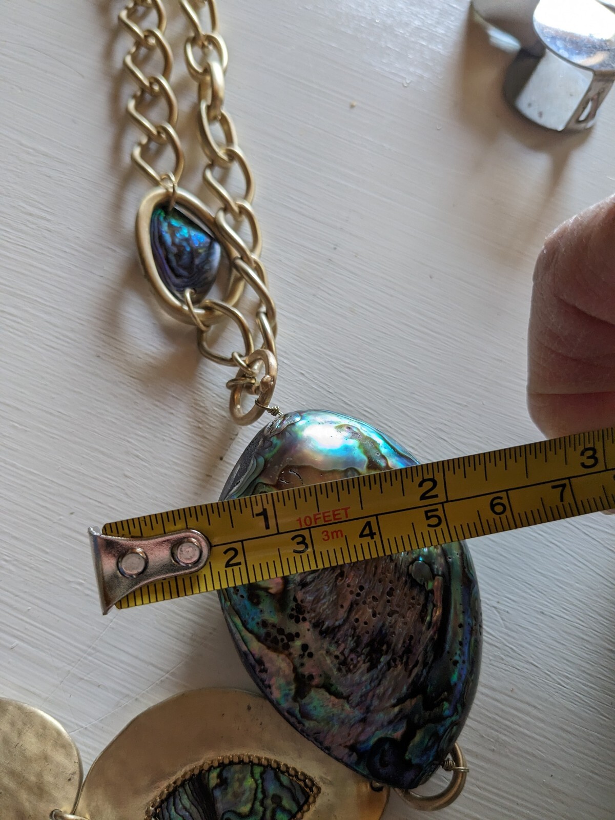 Chico's Abalone Shell Gold Tone Statement Necklac… - image 5