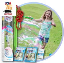 Giant Bubble Wands Kit: (4-Piece Set) | Incl. Wand, Big Bubble Concentrate and T