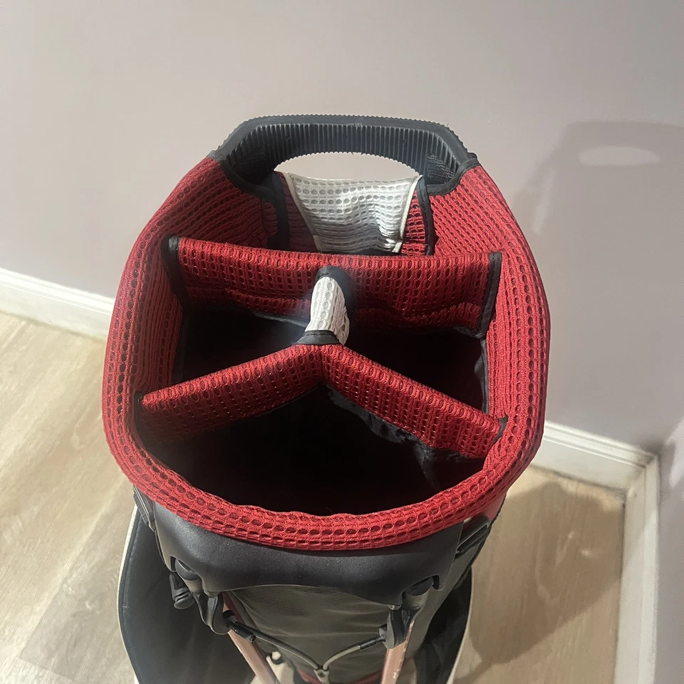 Bolsa de golf Titleist Players 4 Stand roja/blanca 4 vías dividida doble correa Foto 4 de 4