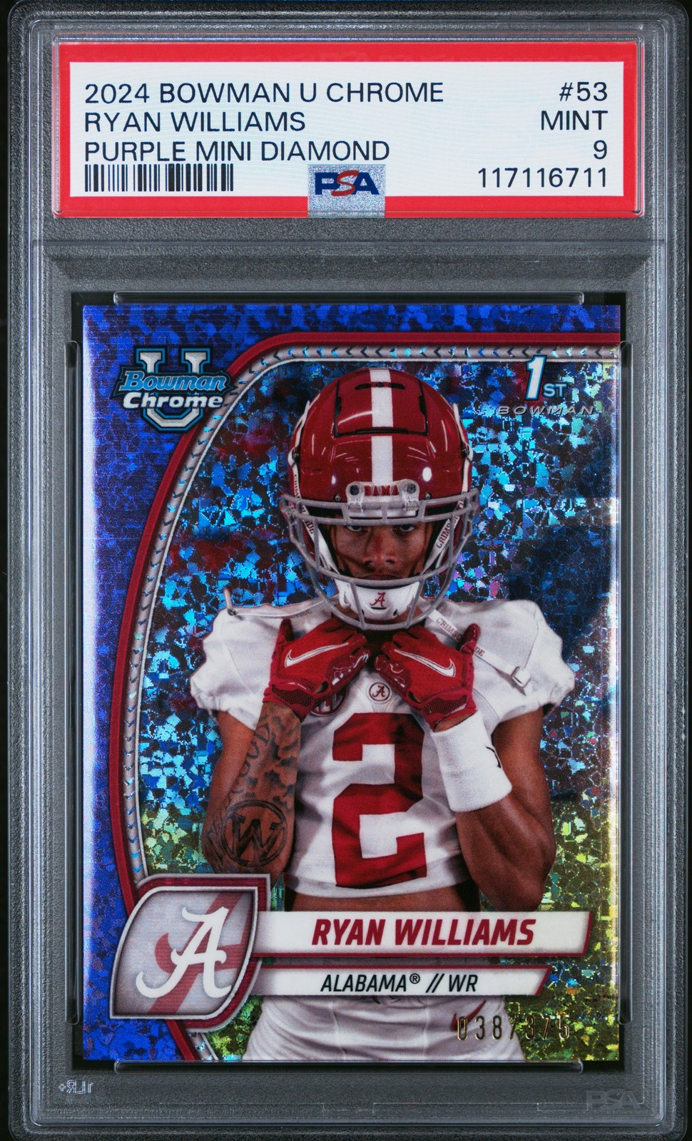 2024 BOWMAN UNIVERSITY CHROME PURPLE MINI DIAMOND #53 RYAN WILLIAMS 38/375 PSA 9