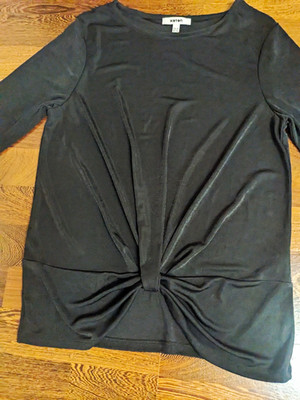 Koton Damen Jersey-Shirt M schwarz Langarm Rundhals Knoten-Detail Basic
