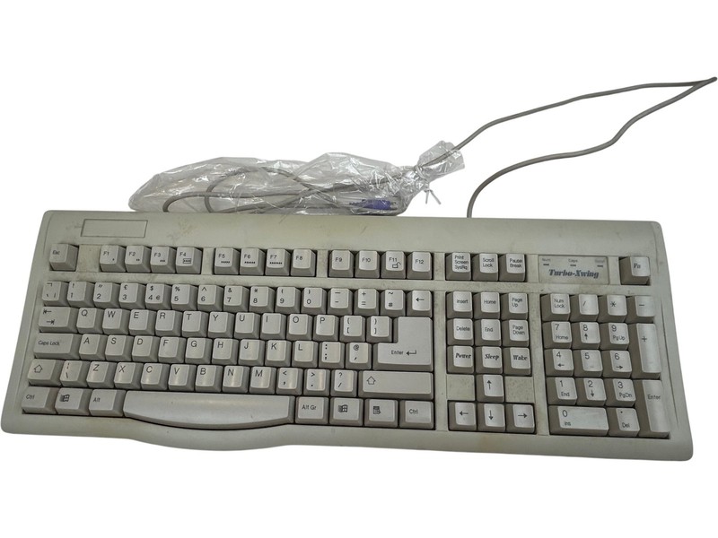 Turbo-Xwing Vintage Keyboard PS/2 Connector Grey 1990s Retro Computing Preloved