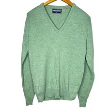 Vintage Robert Bruce Men's Green V-Neck Knit Sweater Made In USA Size L