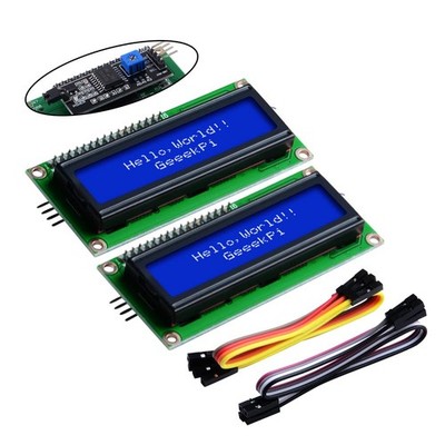 GeeekPi 2-Pack I2C 1602 LCD Display Module 16X2 Character Serial Blue Backlig...