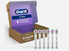 Oral-B Replacement Brush Head for 3D Electric Toothbrush, White Pack of 6