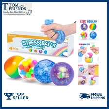 Stress Balls Set, Squishy Stress Ball, 4 Pack Squeeze Ball for Adults, Squeez...