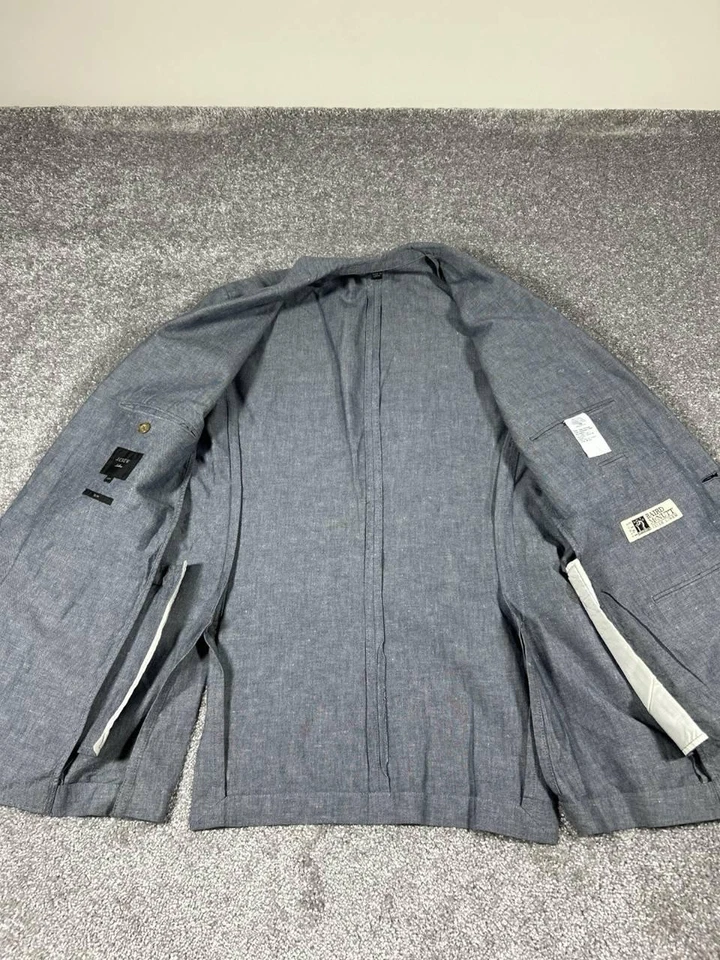 J.Crew Ludlow Suit Mens 38R 32x32 Blue Gray Baird McNutt Irish Linen Slim - Image 4 of 4