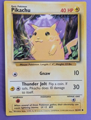 Pikachu Jumbo Promo Pl 58/102 1999-2000 Base Set Not For Play Use Pokemon VF/NM